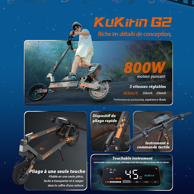 KuKirin G2 Trottinette Électrique | 800W | Batterie 48V | 55KM Autonomie | Version 2025
