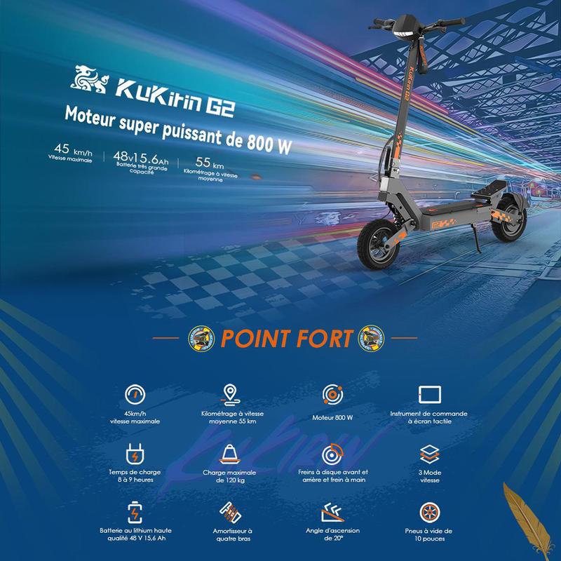 KuKirin G2 Trottinette Électrique | 800W | Batterie 48V | 55KM Autonomie | Version 2025
