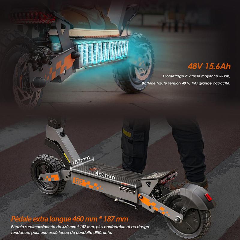 KuKirin G2 Trottinette Électrique | 800W | Batterie 48V | 55KM Autonomie | Version 2025